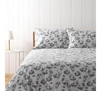 Zucchi, Parure Copripiumone Matrimoniale, Collezione Bouquet, 100% Cotone, Grigio con Motivo Floreale