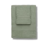 Zucchi Set Asciugamani 1+1 Journey in Spugna di Puro Cotone 430 g/m² - Asciugamano Viso 60x110 cm e Ospite 40x60 cm - Balza Jacquard (Verde salvia)