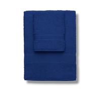 Zucchi Set Asciugamani 1+1 Journey in Spugna di Puro Cotone 430 g/m² - Asciugamano Viso 60x110 cm e Ospite 40x60 cm - Balza Jacquard (Blu)