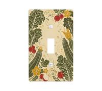 Zucchine, Placca di copertura per interruttore della luce singola, stile rustico, vintage, ravanello cavolo verde autunnale, in plastica, dimensioni standard, per interruttore da parete, per camera da
