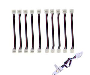ZUCHINI Connettore LED, RGBW 5 pin 10 mm di larghezza striscia a striscia Jumper, confezione da 10, senza saldatura, per interni ed esterni, multicolore, 150 LED, controllo app, cavo da 6 pollici, 216