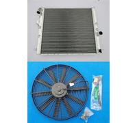 ZUCIVI Radiatore in alluminio + ventola per motore Lutecia Clio MKI 16S/Clio Williams BC57 1.8L/2.0L 16V F7R I4 MT 1993-1998