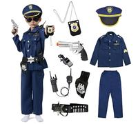 ZUCOS Costume da polizia deluxe per bambini, set di giocattoli della polizia, per Halloween, carnaval, compleanno, regalo di Natale (set della polizia, 10-12 anni)