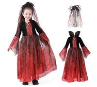 ZUCOS Costume da vampiro per ragazze Halloween Dress Up, Halloween dolce o aspro, gioco di ruolo, Carnevale cosplay (nero, 10-12 anni)
