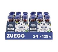 Zuegg Succo di Frutta Nettare di Mirtillo Nero Selvatico in Bottiglia di Vetro (125Ml), Linea Benessere - Fonte di Vitamina C, Frutta 40% Minimo (4 confezioni da 6x125Ml, 24 pezzi)