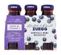 Zuegg Succo di Frutta Nettare di Mirtillo Nero Selvatico in Bottiglia di Vetro (125Ml), Linea Benessere - Fonte di Vitamina C, Frutta 40% Minimo (1 confezione da 6x125Ml)
