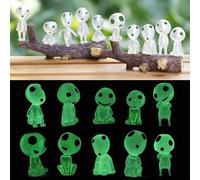 Zueyen 10 pezzi diversi accessori da giardino che si illuminano al buio, albero elfi, decorazione da giardino in miniatura, luminoso fantasma mononoke