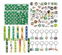 Zueyen 85 Pezzi Gadget Compleanno Bambini Calcio, Regalini Fine Festa Compleanno Ragazzo e Ragazza, Set Decorazioni Calcio con Braccialetti, Portachiavi, Tatuaggi Temporanei