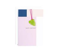 Zuffa Happy biglietto di compleanno con foglia di palma plastica collana