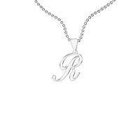 Zuffetti Collana da donna personalizzata con iniziale. Indossa la tua iniziale. Acciaio inossidabile e anallergico. Colore: argento. Progettato in Italia., Acciaio, acciaio