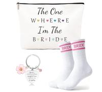 ZUFIO Regali di fidanzamento - Regalo di fidanzamento per coppie, regali di fidanzamento, pratica borsa per il trucco, calzini comodi e affascinante set portachiavi, regali di nozze per coppie e feste