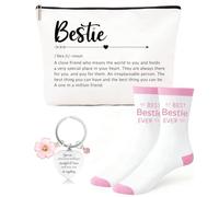 ZUFIO Regalo dell'amicizia per le donne, set regalo di compleanno divertente e commovente per la migliore amica, con pratica borsa per il trucco, calzini comodi e portachiavi elegante, regalo perfetto