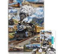 Zug-Collage, 1000 Teile Puzzle für Erwachsene und Jugendliche, entspannendes intellektuelles Lernspielzeug, Geburtstagsgeschenk, Geschenke, Wandkunst, 38x26cm