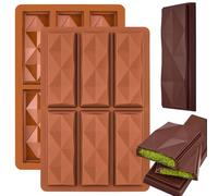 ZUGHXMS 2 Pezzi Stampo Cioccolato Tavoletta In Silicone Profondo,Stampi Forma Piazza Cioccolato Dubai Riutilizzabili Antiaderente per Riempire il Cioccolatini Dolci,Stampi da forno