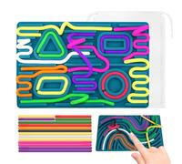 ZUGHXMS Sensory Activity Board Double Sided, Activity Board with 15 Silicone Strings for Calming Anxiety ADHD & Autis Suitable for Children Over 3 Years (Blue)