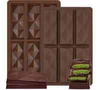 ZUGHXMS Stampo Cioccolato Tavoletta In Silicone Profondo,2 Pezzi Stampi Forma Rhombo Rettangolo Cioccolato Dubai Riutilizzabili Antiaderente per Cioccolatini Barretta Dolci,Stampi da forno