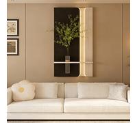 ZUGIATP Decorazione Murale 3D Con Vaso Per Ingresso, Decorazione Murale Con Piante Artificiali, Scultura Murale In Pietra Arenaria Con Luce LED(Style B,90 * 157cm/35 * 61in)