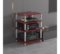 ZUGIATP Mobiletto AV HiFi A 3 Ripiani Ripiano In Legno Supporto Per Giradischi Mobile Stereo Sound Tower Rack Portaoggetti Per Console Multimediali(Teak color,Four layers)