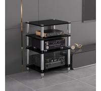 ZUGIATP Mobiletto AV HiFi A 3 Ripiani Ripiano in Legno Supporto per Giradischi Mobile Stereo Sound Tower Rack Portaoggetti per Console Multimediali(Black,Four Layers)