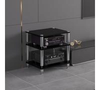 ZUGIATP Mobiletto AV HiFi A 3 Ripiani Ripiano In Legno Supporto Per Giradischi Mobile Stereo Sound Tower Rack Portaoggetti Per Console Multimediali(Black,Three-layer)