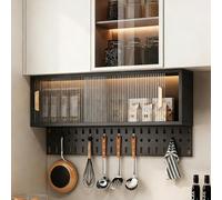 ZUGIATP Mobilettos Multiuso Salvaspazio Vetrinetta Espositiva Da Parete Con Ante Scorrevoli In Acrilico Mobilettos Per Cucina Garage Ristorante Lavanderia(Black,60 * 22 * 33cm/23 * 8 * 12in)