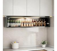 ZUGIATP Pensili Cucina Mobilettos Multiuso Salvaspazio Vetrinetta Espositiva Da Parete Maniglia Nascosta Per Bagno Cucina E Soggiorno(Black A,80 * 18 * 30cm/31 * 7 * 11in)