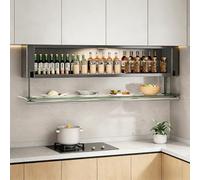 ZUGIATP Pensili Cucina Mobilettos Multiuso Salvaspazio Vetrinetta Espositiva Da Parete Maniglia Nascosta Per Bagno Cucina E Soggiorno(Black B,50 * 18 * 23.5cm/19 * 7 * 9in)