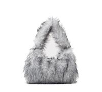 ZUGLQYSX Borsa Tote Pelosa Borse a tracolla da donna, borsetta da donna, pochette con ciondolo, borsa hobo, viaggio for le vacanze for le ragazze(Black and White)