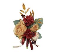 ZUGLQYSX Boutonniere Matrimonio Fiore all'occhiello in Seta Rosa Bordeaux for Matrimonio, Spille da Bavero Polso, Nastro, Fiore, Uomo, Occhiello(Color 07)