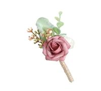 ZUGLQYSX Boutonniere Matrimonio Spilla da Sposa con Fiore all'occhiello dall'aspetto Realistico for Sposo e testimone di Nozze, Damigella d'Onore, dello, Rosa Cipria(Color 04)