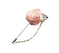 ZUGLQYSX Boutonniere Matrimonio Spilla da Uomo con Fiore di Rosa e Foglia d'oro, Spilla Bavero, Sposa, Boutonniere, Gioielli(Apricot)