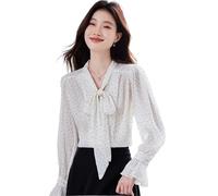 ZUGLQYSX Camicie Eleganti Casual con Colletto a Fiocco e Pois, Tendenza Estiva, for Ufficio, Camicie da Donna e Abbigliamento da Donna(S)