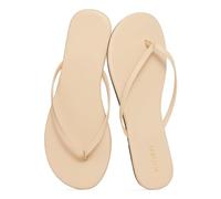 ZUGLQYSX Comwarm Thong Flip Flops For Women Memory Foam Summer Beach Sandals For Vegan Leather Flat Slippers per l'estate(Beige,41)