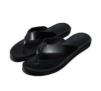 ZUGLQYSX Leather Flip-flops For Men Cool Beach Summer Shoes Hotel Slippers Man Big Size 47 Light Flats Luxe Men's per l'estate(Black,41)