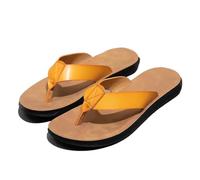 ZUGLQYSX Leather Flip-flops For Men Cool Beach Summer Shoes Hotel Slippers Man Big Size 47 Light Flats Luxe Men's per l'estate(Yellow,42)