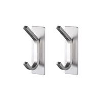 ZUGLQYSX No Drilling Kitchen Bathroom Storage Holder Robe Towel Rack Door key Clothes Coat Bag Hanger Hook Organizer Holder Rack(Sliver-2pcs)