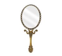 ZUGLQYSX Specchio Trucco Specchio con maniglia da tavolo, comò, retrò, in metallo, portatile, compatto, donna, in lega di zinco, viaggio, signorina(As Shown)