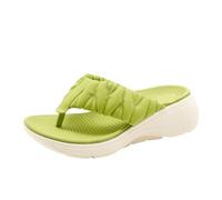 ZUGLQYSX Women Ruched Thong Flip Flops For Thick Platform Wedge Heel Comfortable Slip On Open Toe Non Beach Walking Shoes per l'estate(398-7 Green,38)