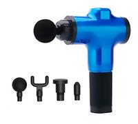 ZUHANGMENG - Massaggiatore a percussione wireless, super silenzioso, 4 teste con schermo LCD, massaggiatore per il corpo elettrico per alleviare il dolore, colore blu