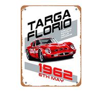 Zuhhgii 62 Targa Florio 1 Stampa artistica - Poster vintage 20,3 x 30,5 cm, targa in metallo retrò vintage, per casa, bar, pub, garage, decorazione regalo