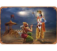 Zuhhgii Bhagavad Gita People Nature and Landscapes Concept Art Targa in metallo latta - 20,3 x 30,5 cm, stile vintage, decorazione da parete