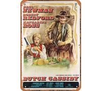 Zuhhgii Butch Cassidy and the Sundance Kid Movie Poster Retro Film Targa in latta Cafe Restaurant Home Wall Retro Club Restaurant Man Cave Gift Vintage Metal Sign 30,5 x 20,3 cm.