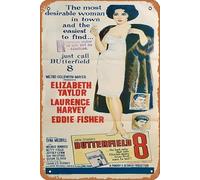 Zuhhgii Butterfield 8 1960 Vintage Movie Poster Vintage Tin Sign,Retro of Classic Old Film Poster Metallo Targa TV Bar Karaoke Man Cave Wall Decor 20x30 cm