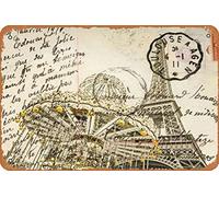 Zuhhgii Carosello con la Torre Eiffel sullo sfondo Divertente Targa in Metallo Stagno Bambino Poster in Metallo Soul Art Targa Decorazione da Parete Esterno Interno Pannello da Parete Retro Vintage