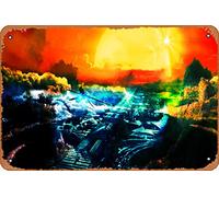 Zuhhgii Concept Art - Science Fiction - Paesaggio - Fantascienza - Pittura digitale - Game Art - Foto Manipolazione - Ambiente Sci-fi Natura e Paesaggi Concept Art Targa in metallo - 8x12 Look Vintage