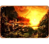 Zuhhgii Concept Art - Science Fiction - Paesaggio - Fantascienza - Pittura digitale - Game Art - Foto Manipolazione - Ambiente Sci-fi Natura e Paesaggi Concept Art Targa in metallo - 8x12 Look Vintage