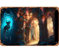 Zuhhgii Enchanted Oasis: Exploring Nature's Splendor in a Hidden Secret Garden 9 Magic and Fantasy Animali e Creature Natura e Paesaggi Targa in metallo metallo - 20,3 x 30,5 cm, stile vintage, poster