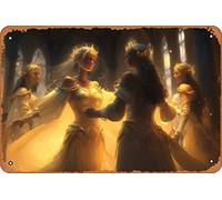 Zuhhgii Enchanted Romance: The Fairest Maidens and Bravest Knights Dancing to Love's Tune 7 Magic and Fantasy People Concept Art metal Sign - 20,3 x 30,5 cm, stile vintage, poster decorativo da parete