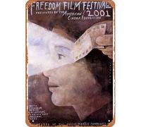 Zuhhgii Freedom Film Festival Movie Poster Retro Tin Sign 20,3 x 30,5 cm, Poster Art Classic Television Poster Musica Locandina Negozio Karaoke Pub Club Regalo Grotta Uomo Grotta Regalo Wall Art Decor