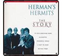 Zuhhgii Herman's Hermits - The Story Targa in metallo vintage con musica rock decorazione da parete uomo grotta cartello in latta per palestra, piscina, bar, bagno, cortile, garage, pub, poster da